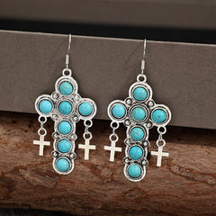 Artificial Turquoise Cross Shape Earrings - Flyclothing LLC