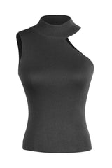 Asymmetrical Sleeveless Rib-Knit Top - Trendsi