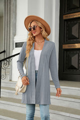 Long Sleeve Open Front Cardigan - Flyclothing LLC