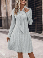 Ribbed Long Sleeve Sweater Dress - Flyclothing LLC