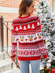 Christmas Round Neck Sweater - Trendsi