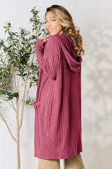 Basic Bae Full Size Ribbed Open Front Long Sleeve Cardigan - Flyclothing LLC