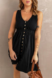 Sleeveless Button Down Mini Dress - Flyclothing LLC