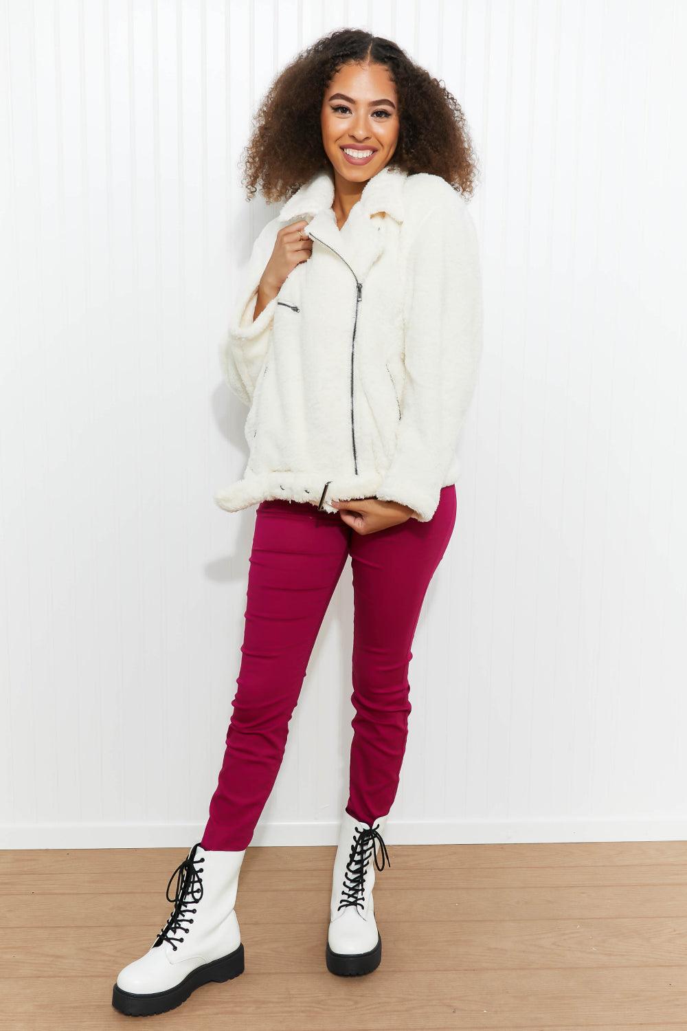 Davi & Dani Come a Little Closer Full Size Faux Fur Jacket - Trendsi