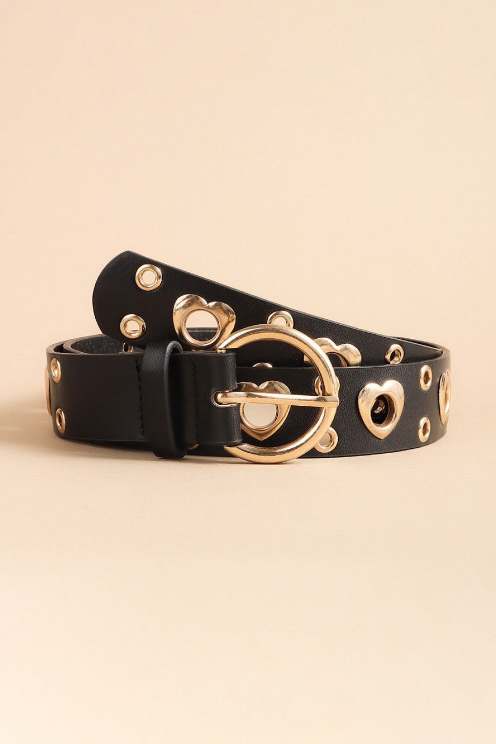 Heart Shape Alloy Detail PU Leather Belt - Trendsi