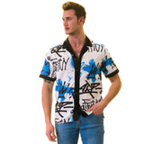 Gravity Homme Men's Weekend Shirt | Graffiti Blue - Flyclothing LLC