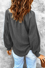 Square Neck Waffle-Knit Top - Flyclothing LLC