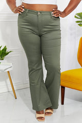 Zenana Clementine Full Size High-Rise Bootcut Jeans in Olive - Flyclothing LLC