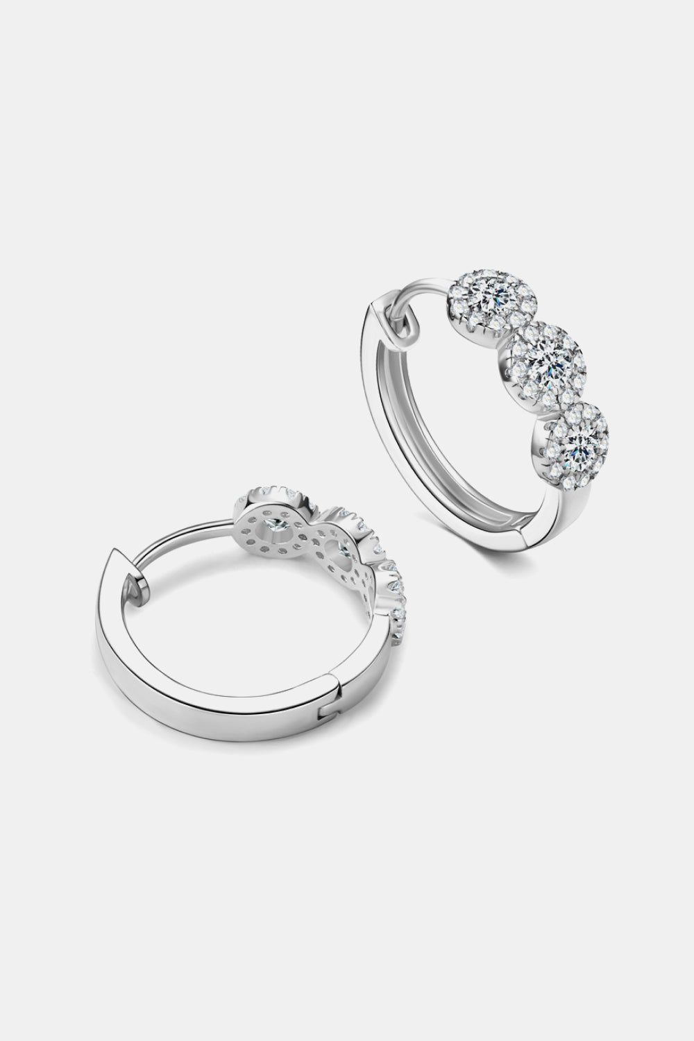 Moissanite 925 Sterling Silver Huggie Earrings - Flyclothing LLC