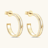 925 Sterling Silver Inlaid Moissanite C-Hoop Earrings - Flyclothing LLC