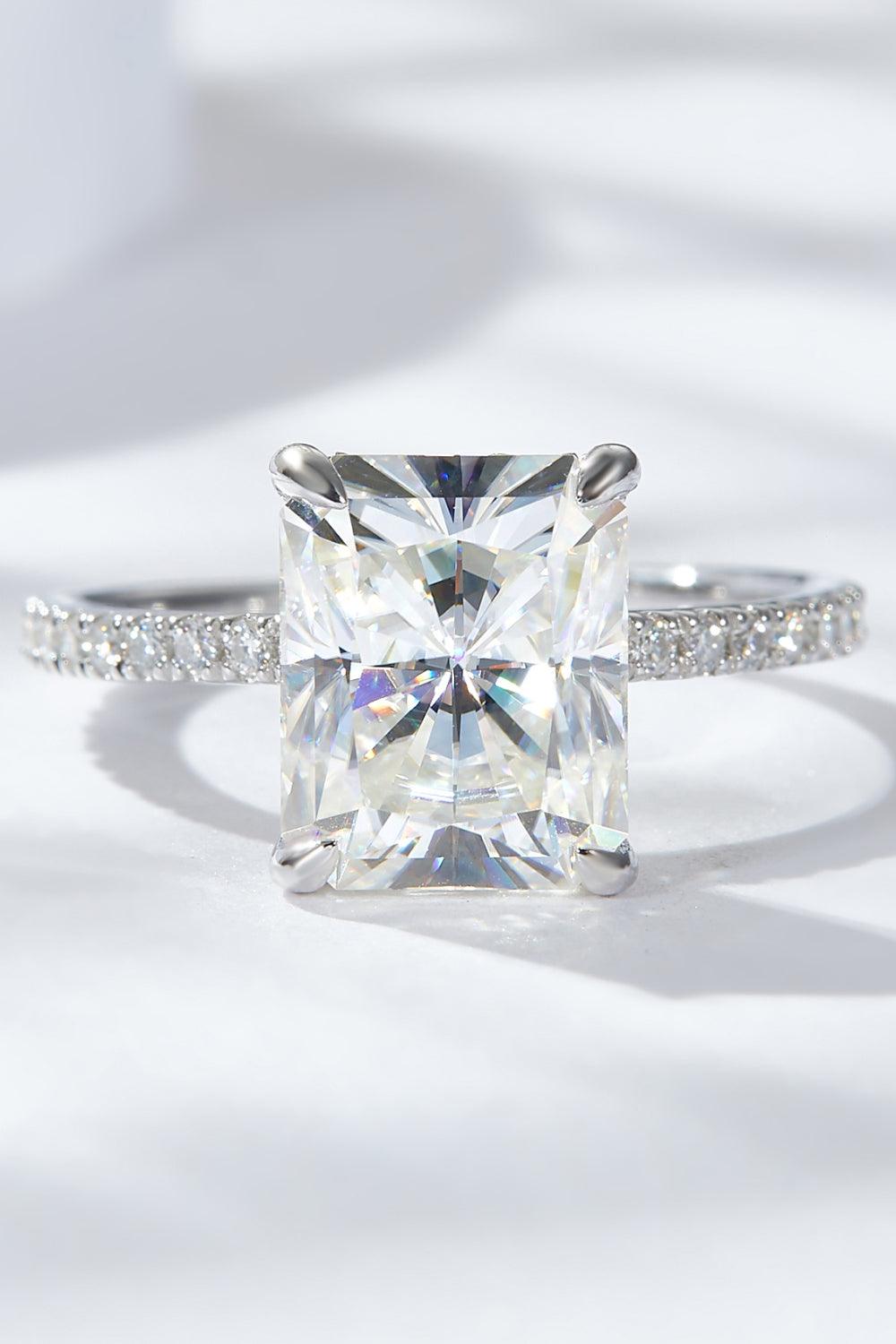 4 Carat Moissanite 4-Prong Side Stone Ring - Flyclothing LLC