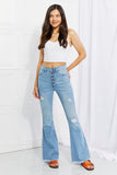 Vibrant MIU Full Size Jess Button Flare Jeans - Flyclothing LLC