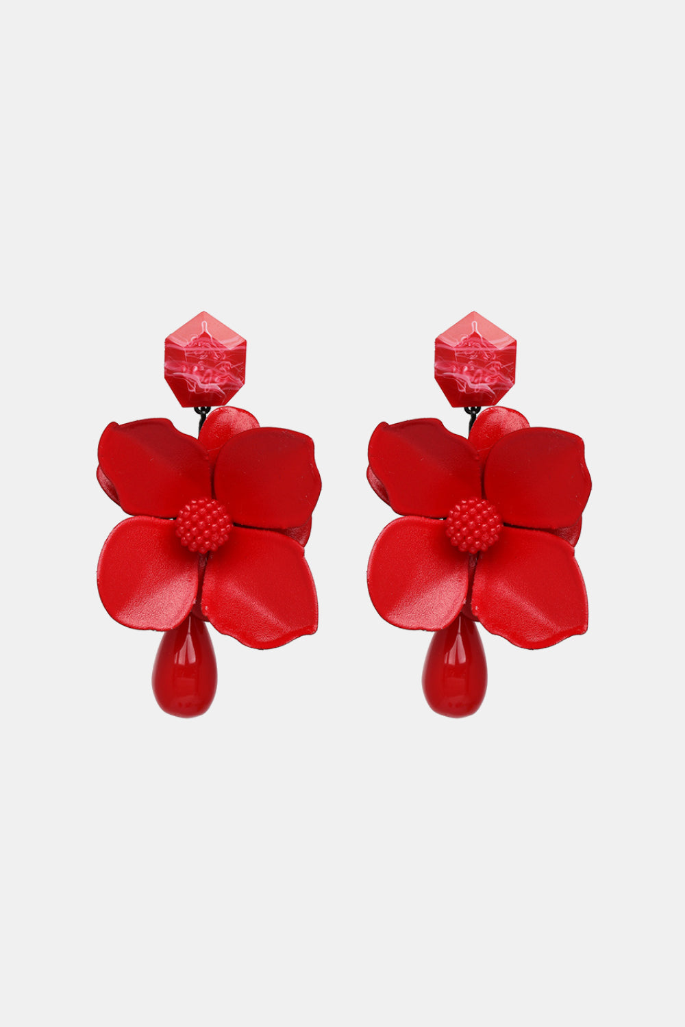 Bloosm Flower and Teardrop Resin Dangle Earrings - Flyclothing LLC