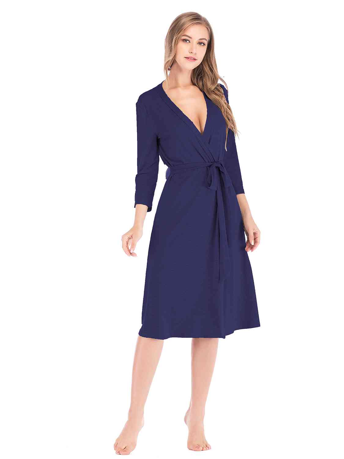 Plunge Tie Front Night Dress - Flyclothing LLC