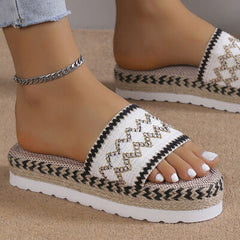 Geometric Weave Platform Sandals - Flyclothing LLC