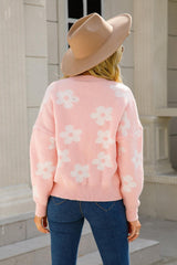 Floral Dropped Shoulder Button-Up Cardigan - Flyclothing LLC