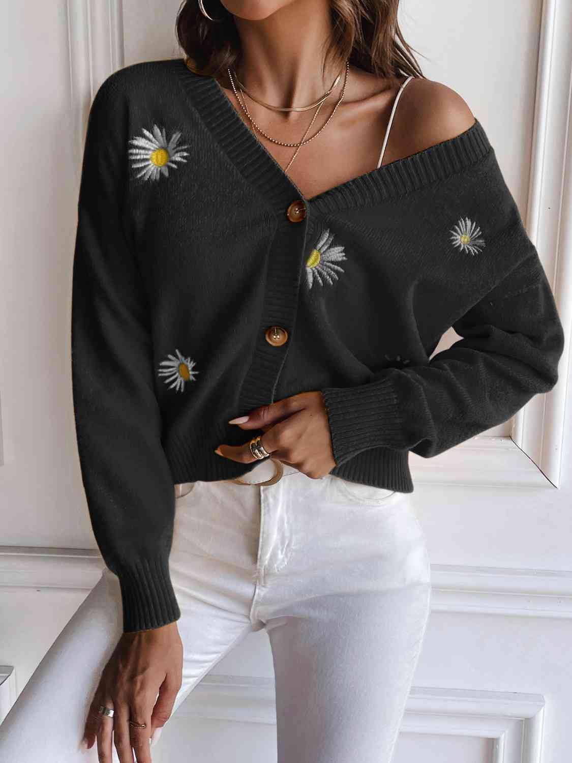 Floral Button Up Cardigan - Flyclothing LLC