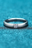 Inlaid Moissanite Rhodium-Plated Ring - Flyclothing LLC