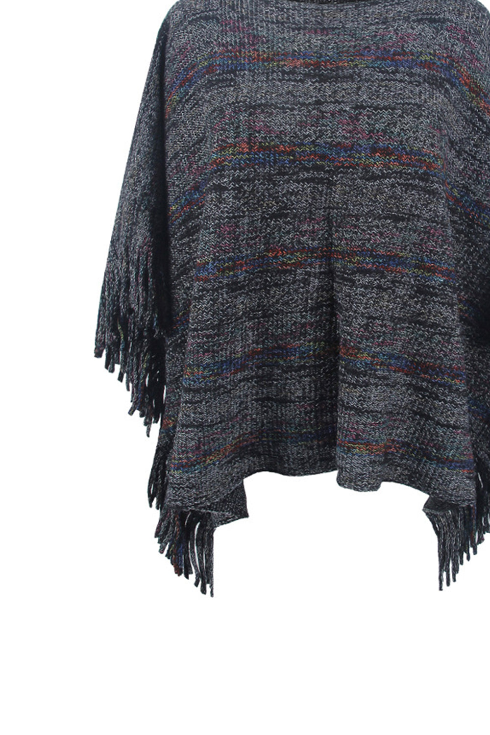 Round Neck Fringe Detail Sleeve Poncho – Flyclothing LLC