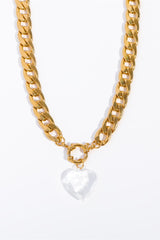 Acrylic Heart Pendant Curb Chain Necklace - Flyclothing LLC