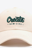 CREATE NEW LIFE Adjustable Cotton Baseball Cap - Trendsi