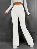 Ribbed High Waist Bootcut Pants - Flyclothing LLC