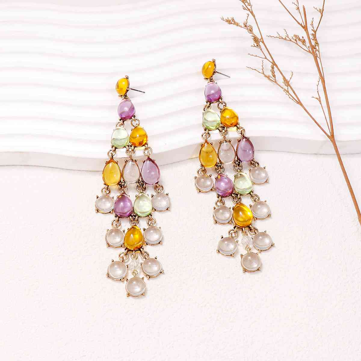 Alloy & Rhinestone Teardrop Earrings - Flyclothing LLC