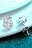 1 Carat Moissanite Rhodium-Plated Square Stud Earrings - Flyclothing LLC