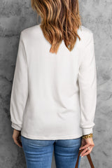 Round Neck Long Sleeve Top - Flyclothing LLC