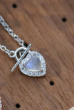 Moonstone Heart Lock Pendant Necklace - Flyclothing LLC