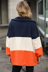 Color Block Quarter Zip Sweatshirt - Trendsi