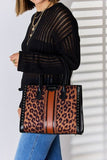 David Jones Leopard Contrast Rivet Handbag - Flyclothing LLC