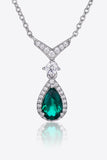 Lab-Grown Emerald Teardrop Necklace - Flyclothing LLC