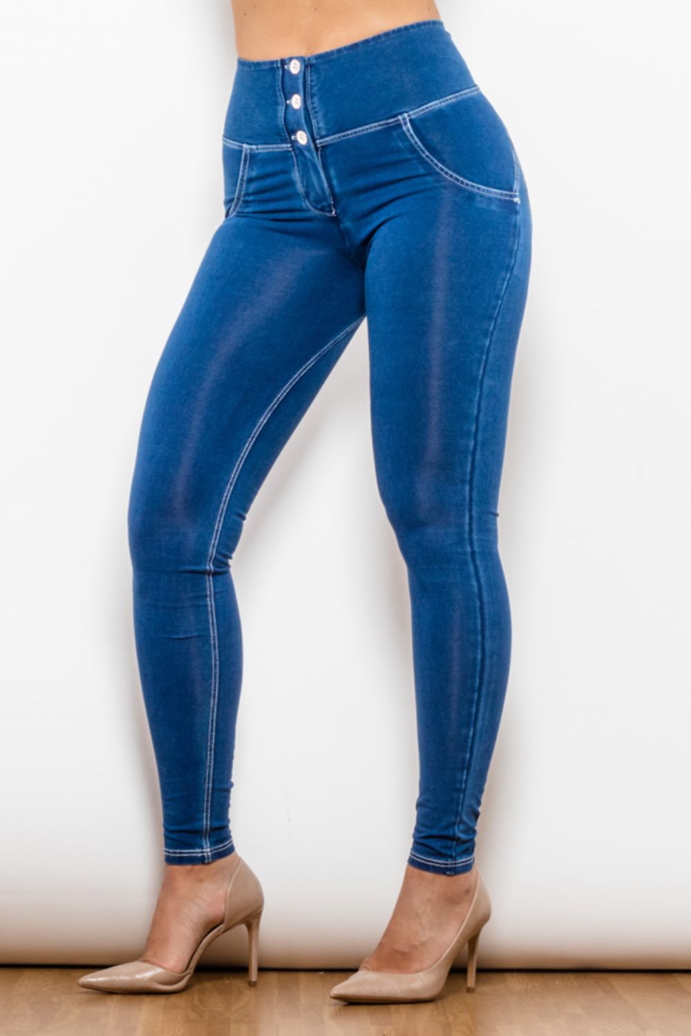 High Waist Long Skinny Jeans LLC Flyclothing Buttoned –