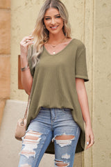 V-Neck Dropped Shoulder Tunic Top - Flyclothing LLC