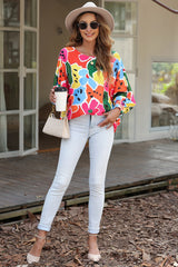 Abstract Lantern Sleeve Blouse - Flyclothing LLC