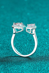 Heart-Shape Moissanite Open Ring - Trendsi