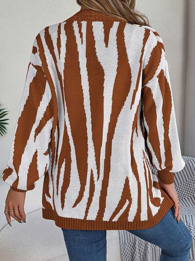 Open Front Animal Print Cardigan - Flyclothing LLC