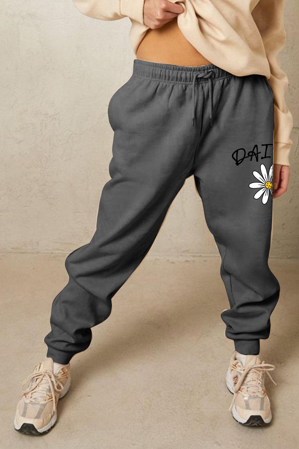 Simply Love Simply Love Full Size Drawstring DAISY Graphic Long Sweatpants - Flyclothing LLC