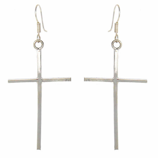 Sterling Silver Cross Drop Earrings - Flyclothing LLC