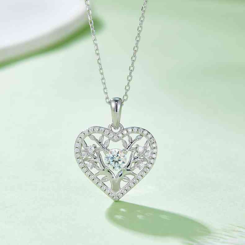 Moissanite 925 Sterling Silver Heart Shape Necklace - Flyclothing LLC