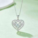 Moissanite 925 Sterling Silver Heart Shape Necklace - Flyclothing LLC