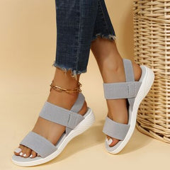 Rubber Open Toe Low Heel Sandals - Flyclothing LLC