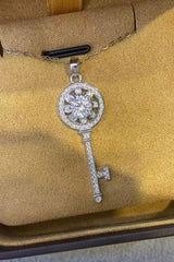 1 Carat Moissanite Platinum-Plated Key Pendant Necklace - Flyclothing LLC