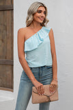 Eyelet One-Shoulder Tank - Trendsi