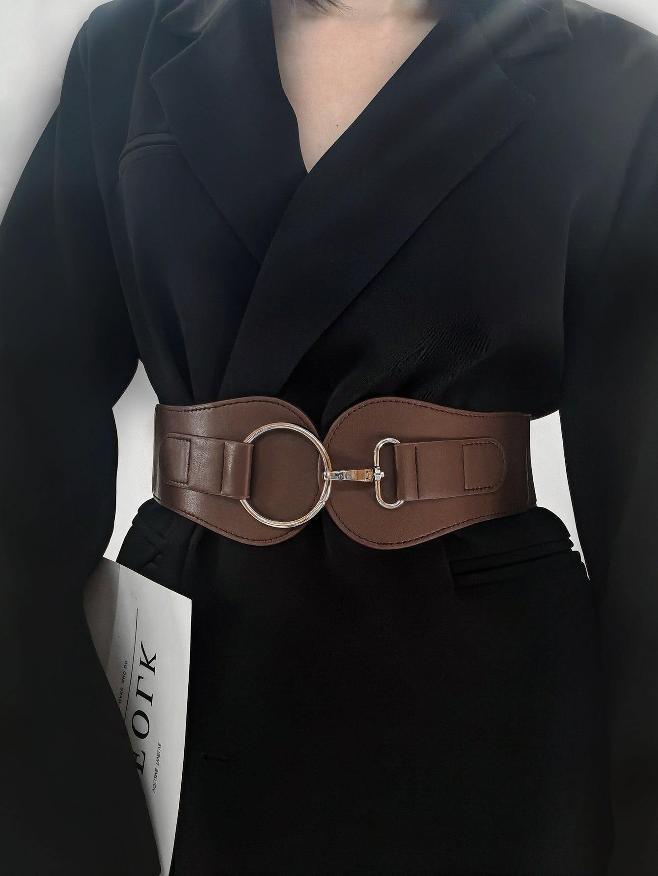 PU Elastic Wide Belt - Flyclothing LLC