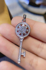 1 Carat Moissanite Platinum-Plated Key Pendant Necklace - Flyclothing LLC