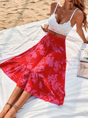 Printed Elastic Waist Skirt - Flyclothing LLC