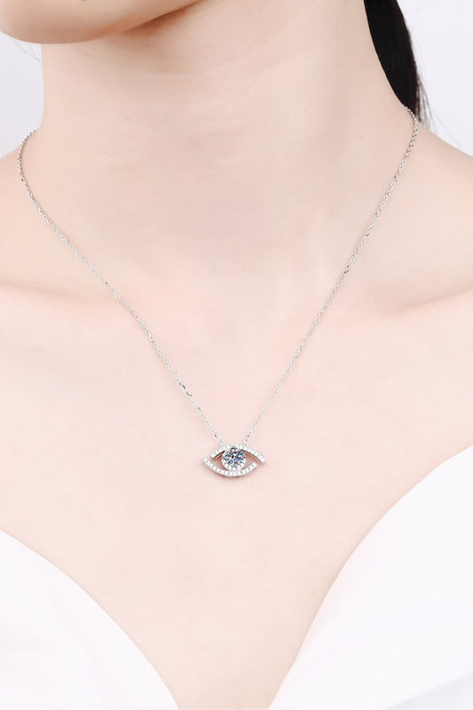 Moissanite Evil Eye Pendant 925 Sterling Silver Necklace - Flyclothing LLC