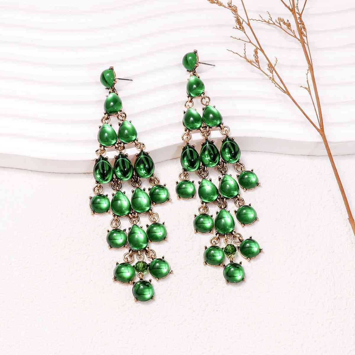 Alloy & Rhinestone Teardrop Earrings - Flyclothing LLC